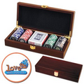 Poker chips set with Mahogany wood case - 100 Full Color chips